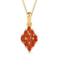 AAA Buriti Fire Opal 0.50 ctw Flame Cluster Pendant Necklace in 18K Vermeil Yellow Gold Over Sterling Silver 20 Inches - Sticky add to cart bar