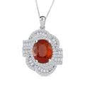 TLV Tangerine Kyanite, Moissanite Pendant Necklace (20 Inches) in Rhodium Over Sterling Silver 5.00 ctw - Sticky add to cart bar