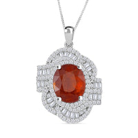 TLV Tangerine Kyanite, Moissanite Pendant Necklace (20 Inches) in Rhodium Over Sterling Silver 5.00 ctw