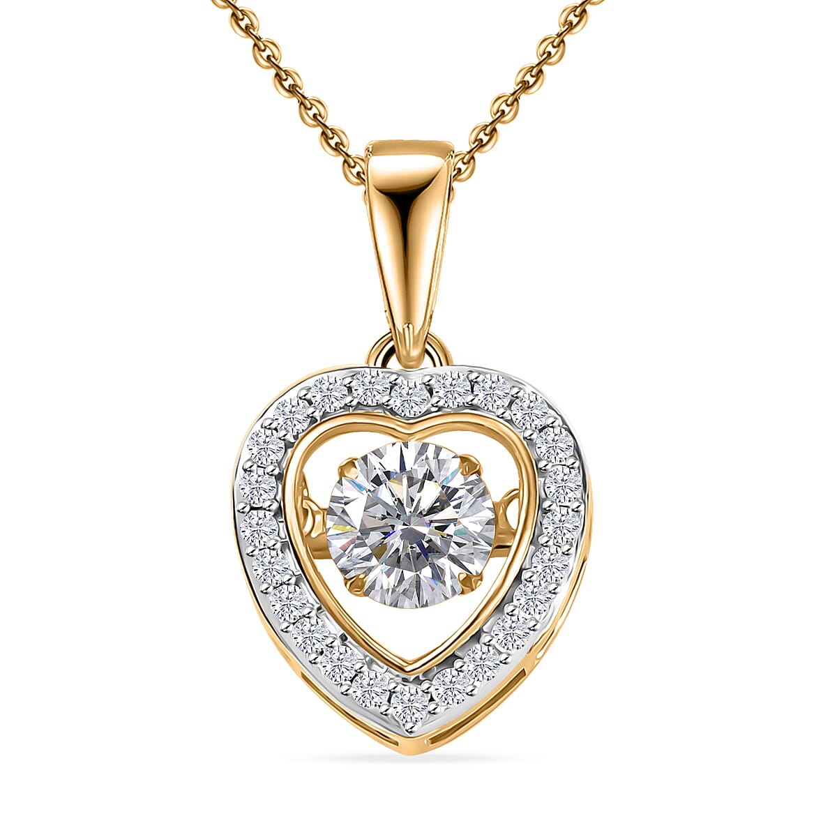 Moissanite 0.70 ctw Pendant Necklace in 18K Vermeil YG Over Sterling Silver 20 Inches