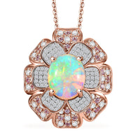 GP Italian Garden Collection Premium Ethiopian Welo Opal and Multi Gemstone 4.00 ctw Pendant Necklace in 18K Vermeil Rose Gold Over Sterling Silver 20 Inches