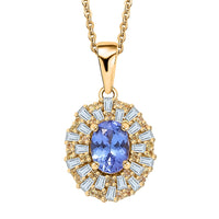 Premium Tanzanite, Moissanite and Yellow Sapphire 1.90 ctw Radiant Harmony Pendant Necklace in 18K Vermeil Yellow Gold Over Sterling Silver 20 Inches