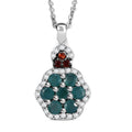 AAA Grandidierite, Brown and White Zircon 0.80 ctw Ocean Blossom Pendant Necklace in Rhodium Over Sterling Silver 20 Inches - Sticky add to cart bar