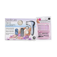 Manicure Set with Zipper Pouch and Pedicure Spa System Set with Spin Brush