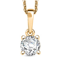 Moissanite (Rnd 5mm) Solitaire Pendant Necklace (20 Inches) in 18K Vermeil YG Over Sterling Silver 0.50 ctw