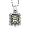 Tsavorite Garnet and White Zircon 1.35 ctw Ocean Glimmer Pendant Necklace in Rhodium Over Sterling Silver 20 Inches - Sticky add to cart bar