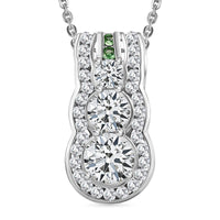 Moissanite, Tsavorite Garnet Pendant Necklace (20 Inches) in Rhodium Over Sterling Silver 2.00 ctw