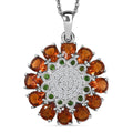 GP Italian Garden Collection Premium Santa Ana Madeira Citrine and Multi Gemstone 3.65 ctw Zinnia Flower Pendant Necklace in Rhodium Over Sterling Silver 20 Inches - Sticky add to cart bar