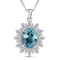 Premium Cambodian Blue Zircon and Moissanite 3.80 ctw Snowflake Pendant Necklace in Rhodium Over Sterling Silver 20 Inches - Sticky add to cart bar