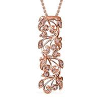 Uncut Natural Pink Diamond 0.25 ctw Vine Pendant in 18K Vermeil Rose Gold Over Sterling Silver with ION Plated RG Stainless Steel Necklace 20 Inches
