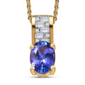 AAA Tanzanite and Moissanite 1.25 ctw Majestic Radiance Pendant Necklace in 18K Vermeil Yellow Gold Over Sterling Silver 20 Inches - Sticky add to cart bar