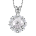 Maple Cut Moissanite 3.75 ctw Radiant Halo Pendant Necklace in Platinum Over and Rhodium Over Sterling Silver 20 Inches - Sticky add to cart bar