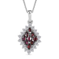 Premium Anthill Garnet and White Zircon 1.90 ctw Crimson Majesty Pendant in Rhodium Over Sterling Silver with Stainless Steel Necklace 20 Inches - Sticky add to cart bar