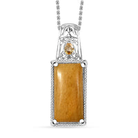 Karis Yellow Aventurine and Citrine 12.40 ctw Pendant in Platinum Bond with Stainless Steel Necklace 20 Inches