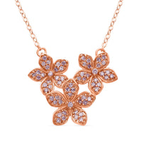 Natural Pink Diamond 0.25 ctw Blooming Floral Pendant Necklace in Vermeil Rose Gold Over Sterling Silver 18 Inches