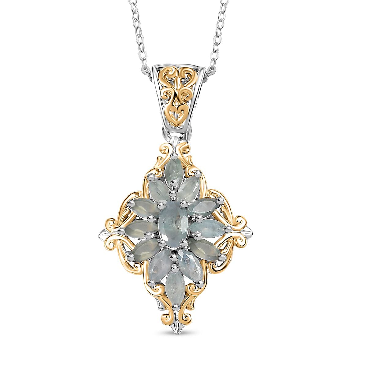 Narsipatnam Alexandrite Pendant Necklace (20 Inches) in 18K Vermeil YG and Rhodium Over Sterling Silver 1.20 ctw