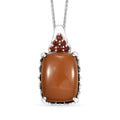 Caramel Opal and Mozambique Garnet 7.20 ctw Floral Pendant Necklace in Platinum Over Sterling Silver 20 Inches - Sticky add to cart bar