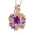 GP Italian Garden Collection AAA Rose De France Amethyst and Multi Gemstone 17.45 ctw Pendant Necklace in 18K Vermeil Rose Gold Sterling Silver 20 Inches - Sticky add to cart bar