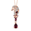 GP Trionfo Collection Premium Orissa Rhodolite Garnet and White Zircon 2.50 ctw Horse Pendant Necklace in 18K Vermeil Rose Gold Over Sterling Silver 20 Inches - Sticky add to cart bar