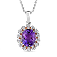 Moroccan Rose and Multi Gemstone 4.23 ctw Royal Bloom Pendant in Platinum Over Sterling Silver with Stainless Steel Necklace 20 Inches