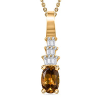 Premium Golden Turkizite and White Diamond 0.60 ctw Pendant Necklace in 18K Vermeil Yellow Gold Over Sterling Silver 20 Inches