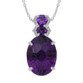 African Amethyst, White Zircon Pendant Necklace (20 Inches) in Rhodium Over Sterling Silver 10.10 ctw - Sticky add to cart bar