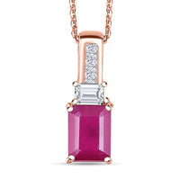 D'Joy Niassa Ruby (FF) and White Zircon 2.90 ctw Pendant Necklace in 18K Vermeil Rose Gold Over Sterling Silver 20 Inches