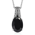Thai Black Spinel Pendant Necklace (20 Inches) in Stainless Steel 7.30 ctw