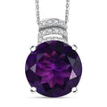 African Amethyst and White Zircon 6.35 ctw Pendant Necklace 20 Inches in Rhodium Over Sterling Silver - Sticky add to cart bar