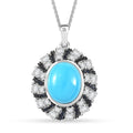 Premium Sleeping Beauty Turquoise and Multi Gemstone 6.30 ctw Midnight Oasis Pendant Necklace in Rhodium Over Sterling Silver 20 Inches - Sticky add to cart bar
