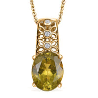 D'Joy Premium Madagascar Yellow Apatite and Diamond 2.70 ctw Floral Lace Pendant Necklace in 18K Vermeil Yellow Gold Over Sterling Silver 20 Inches