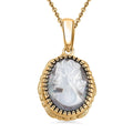D'Joy Natural Italian Conch Cameo 1.65 ctw Golden Whispers Pendant Necklace in 18K Vermeil Yellow Gold Over Sterling Silver 20 Inches - Sticky add to cart bar