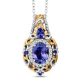 TLV Tanzanite, White Zircon Pendant Necklace (20 Inches) in Vermeil YG and Rhodium Over Sterling Silver 1.75 ctw - Sticky add to cart bar