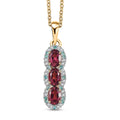 Certified & Appraised Luxoro AAA Ouro Fino Rubellite, Paraiba Tourmaline and G-H I2 Diamond 3.05 ctw Pendant Necklace in 10K Yellow Gold 20 Inches - Sticky add to cart bar