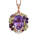 GP Italian Garden Collection Rose De France Amethyst and Multi Gemstone 13.15 ctw Pendant Necklace in 18K Vermeil Rose Gold Over Sterling Silver 20 Inches - Sticky add to cart bar