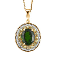 Chrome Diopside and Multi Gemstone 3.50 ctw Blooming Pendant Necklace in 18K Vermeil Yellow Gold Over Sterling Silver 20 Inches