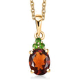 Premium Brazilian Cherry Citrine and Chrome Diopside 1.70 ctw Victorian-Era Cluster Pendant Necklace in 18K Vermeil Yelllow Gold Over Sterling Silver 20 Inches - Sticky add to cart bar