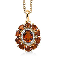 Premium Santa Ana Madeira Citrine and White Zircon 2.90 ctw Sunflower Pendant in 18K YG Plating Over Sterling Silver with Stainless Steel Necklace 20 Inches