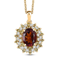 Brazilian Cherry Citrine and Multi Gemstone 3.25 ctw Autumn Elegance Pendant in 18K Vermeil Yellow Gold Over Sterling Silver with Stainless Steel Necklace 20 Inches