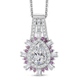 D'Joy Moissanite and Madagascar Pink Sapphire 1.80 ctw Sunburst Pendant Necklace 20 Inches in Rhodium Over Sterling Silver (Size 7.0) - Sticky add to cart bar