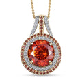 Premium Picos Altos Sphalerite, AAA Padparadscha Sapphire, Luxuriant Lab Grown Diamond 13.10 ctw Inferno Royale Pendant Necklace 20 Inches in 10K Yellow Gold 5.80 Grams - Sticky add to cart bar