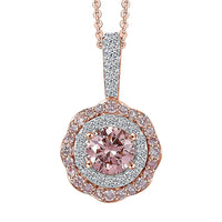 Luxuriant Lab Grown Pink Diamond VS and Lab Grown Diamond SI 0.85 ctw Celestial Bloom Pendant Necklace in 18K Vermeil Rose Gold Over Sterling Silver 20 Inches