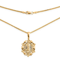Golden Our Lady of Guadalupe Pendant Necklace in 10K Yellow Gold 4.13 Grams 20 Inches
