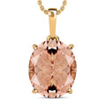 Luxoro 14K Yellow Gold AAA Marropino Morganite Solitaire Pendant Necklace 20 Inches 4.40 ctw - Sticky add to cart bar