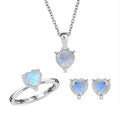 D'Joy Moon Glow Moonstone 4.10 ctw Heart Earrings, Ring and Pendant Necklace 20 Inches in Platinum Over Sterling Silver - Sticky add to cart bar
