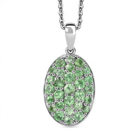 D'Joy Tsavorite Garnet 1.70 ctw Pendant Necklace in Rhodium Over Sterling Silver 20 Inches