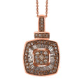 D'Joy Natural Champagne Diamond 0.50 ctw Art Deco Pendant Necklace 20 Inches in 18K Vermeil Rose Gold Over Sterling Silver - Sticky add to cart bar