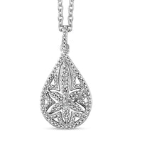 EverTrue White Diamond Accent Floral Pendant in Platinum Bond with Stainless Steel Necklace (20 Inches)