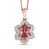 D'Joy Red Apatite and Multi Gemstone 1.50 ctw Blazing Bloom Pendant Necklace 20 Inches in 18K Vermeil Rose Gold Over Sterling Silver