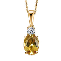 AAA Brazilian Heliodor and G-H SI Luxuriant Lab Grown Diamond 1.25 ctw Golden Radiance Pendant Necklace in 18K Vermeil Yellow Gold Over Sterling Silver 20 Inches